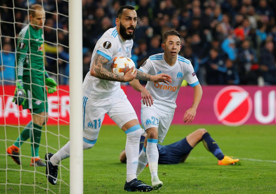  Konstantinos Mitroglou peels away following his sixth-minute leveller for Marseille