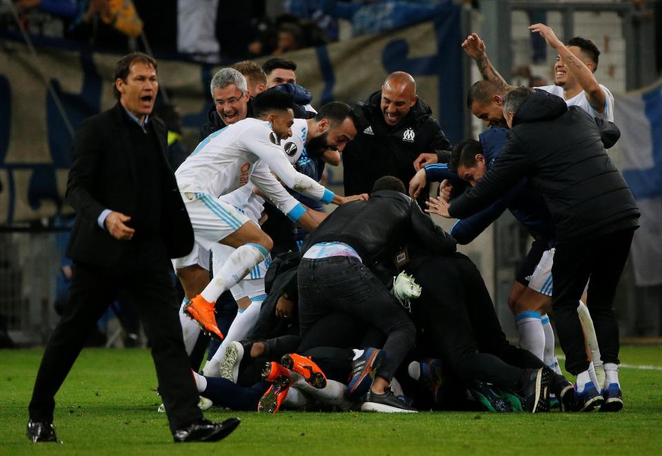  Marseille go mad at the final whistle after a dramatic route to the Europa League semi-finals