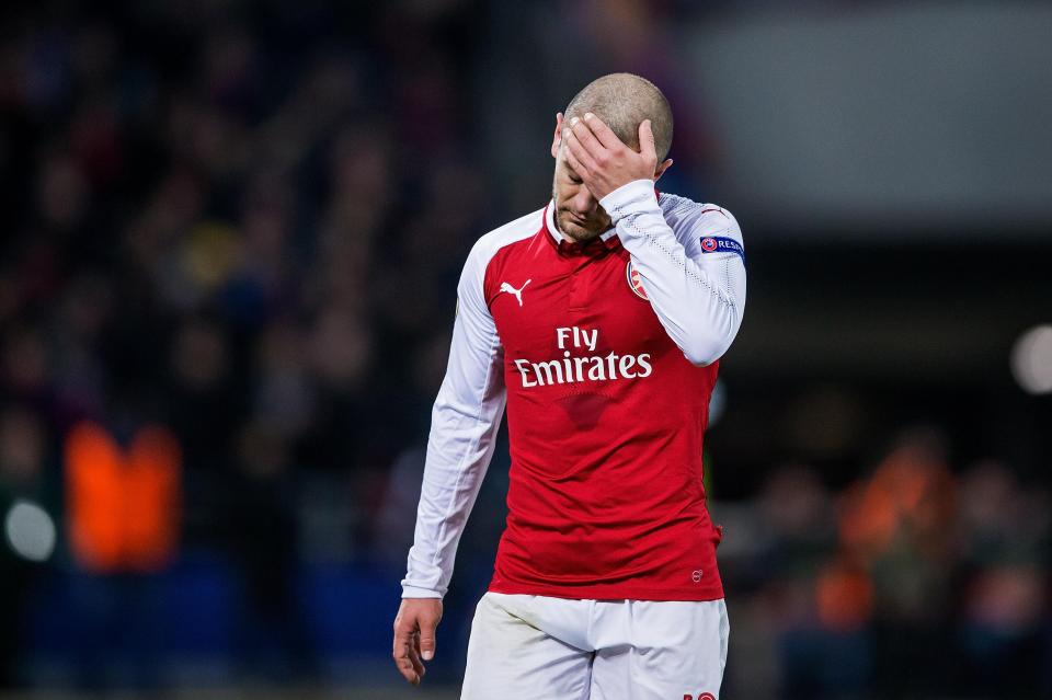  Arsenal midfielder Jack Wilshere endured a difficult night is Moscow despite scraping through