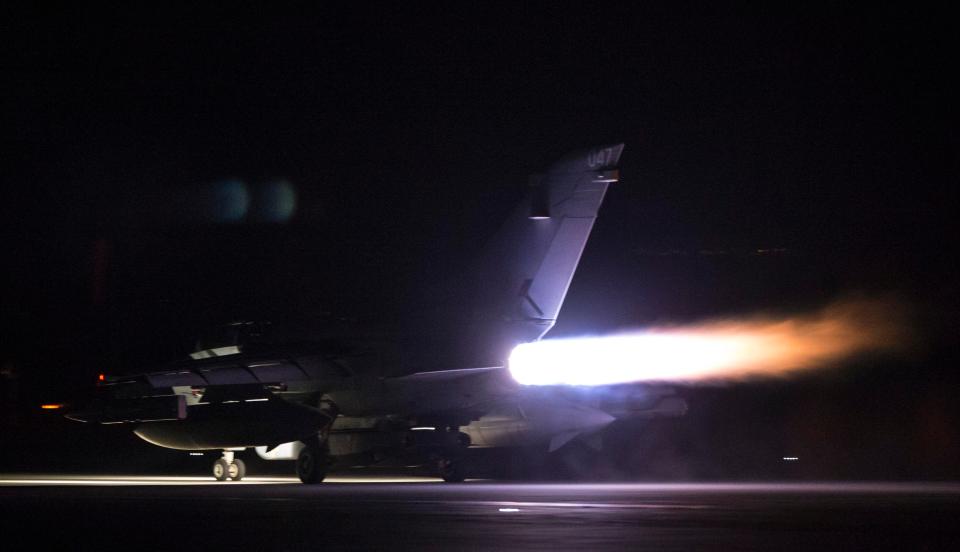  An RAF Tornado fighter jet takes off from Cyprus to launch an air raid on Syria