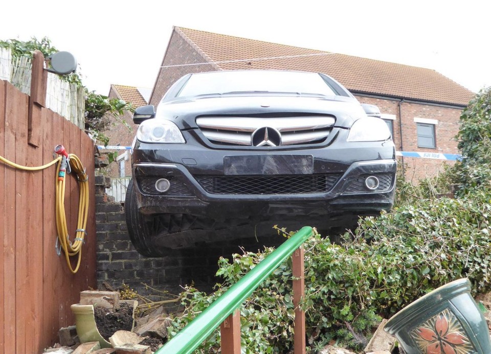 The pensioner had been hanging her laundry out when the Merc burst through her all