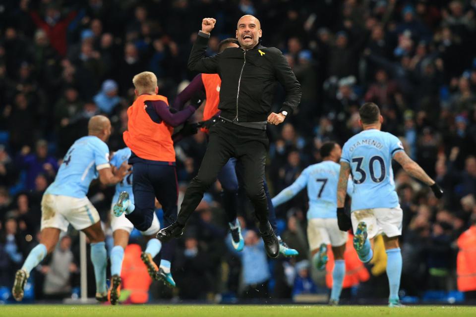  Pep Guardiola's Man City were crowned champions on Sunday