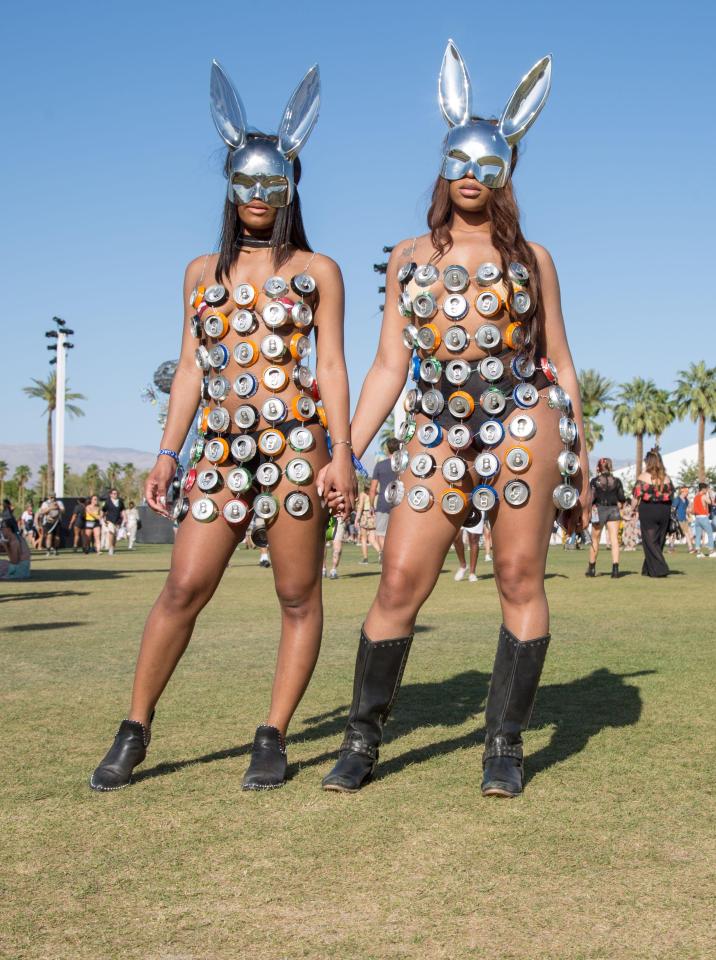  These two friends from Pennsylvania posed in beer can tops and metal masks