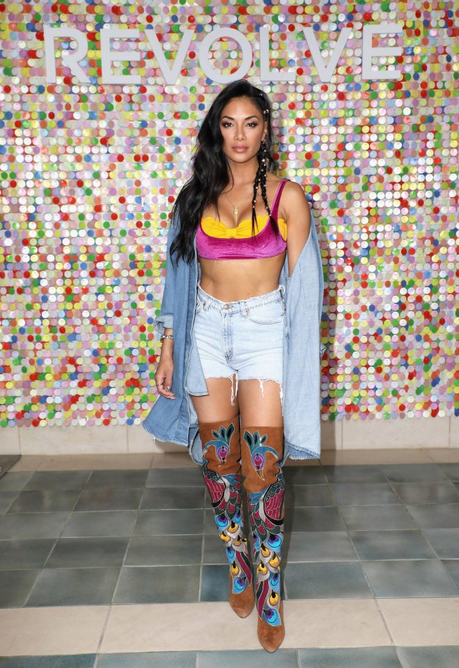  Nicole Scherzinger wore embellished boots with denim and two bra tops