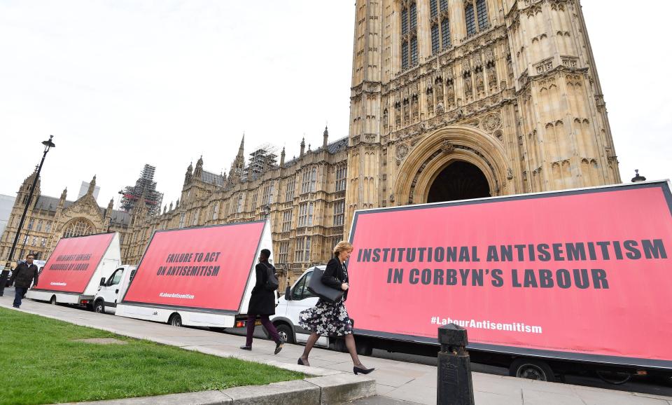  A three billboards style anti-semitism campaign has stormed London accusing Jeremy Corbyn of 'harbouring Holocaust deniers'