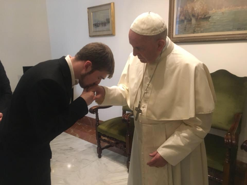  The 21-year-old met with the Pope this week to tell him what he wants to do with his son