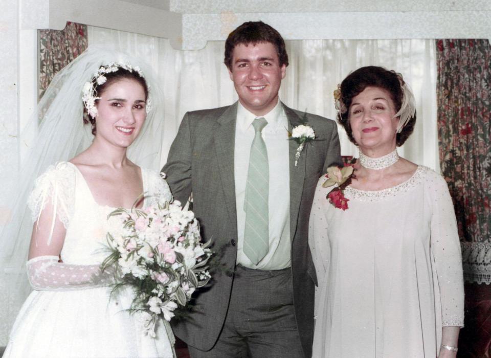  He beamed as he posed for pictures with his cousin Amanda on her wedding day