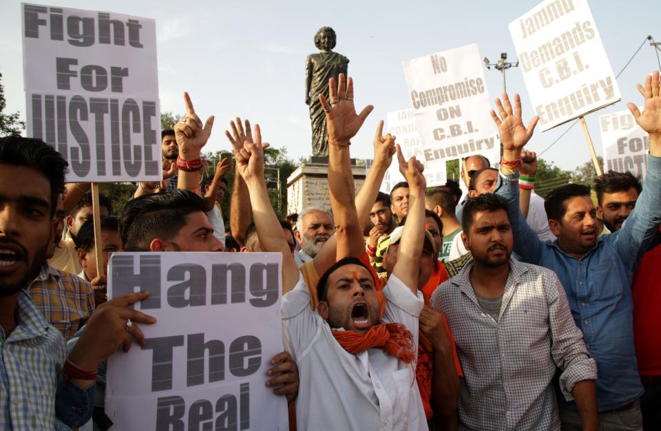  Indians protest to bring attention to a spate of horrific rape cases and violence against women