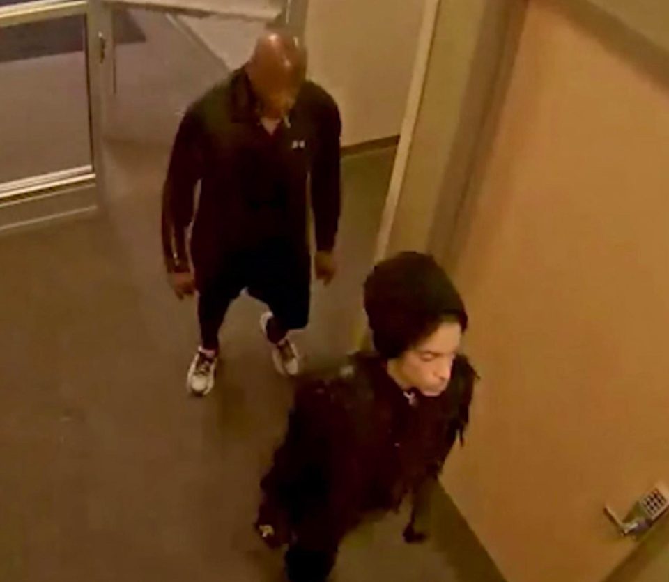  CCTV footage shows Prince looking thin and gaunt as he walks into his doctor's surgery followed by a bodyguard