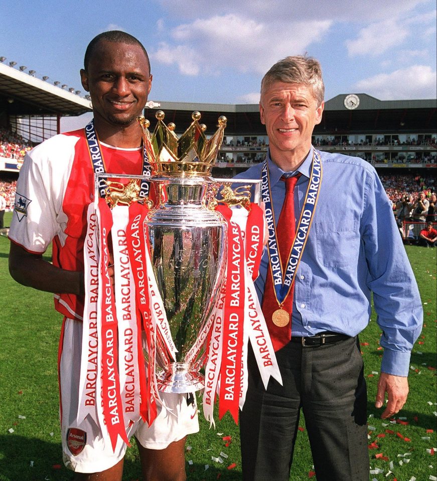  Patrick Vieira and Arsene Wenger after winning the last of Arsenal's league titles in 2004