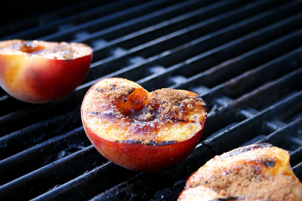  Peaches go soft and sweet on the grill - a perfect summer pud