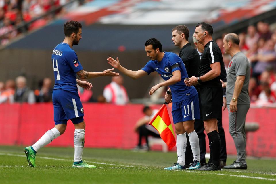  Cesc Fabregas and Pedro both played for Chelsea in their FA Cup win over Southampton