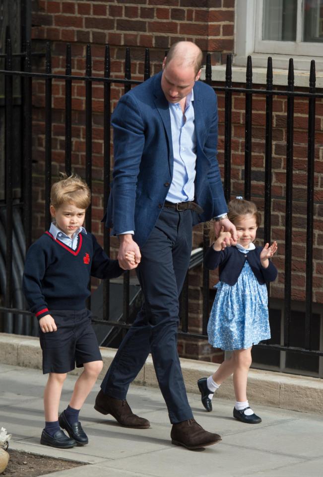  Proud dad Prince William takes Prince George, four, and Princess Charlotte, two, to meet their new brother