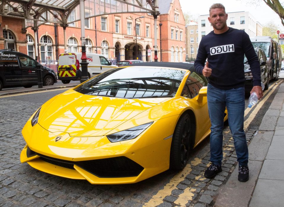  Billy Joe Saunders gives a thumbs up as he picks up his Lamborghini outside Marylebone station