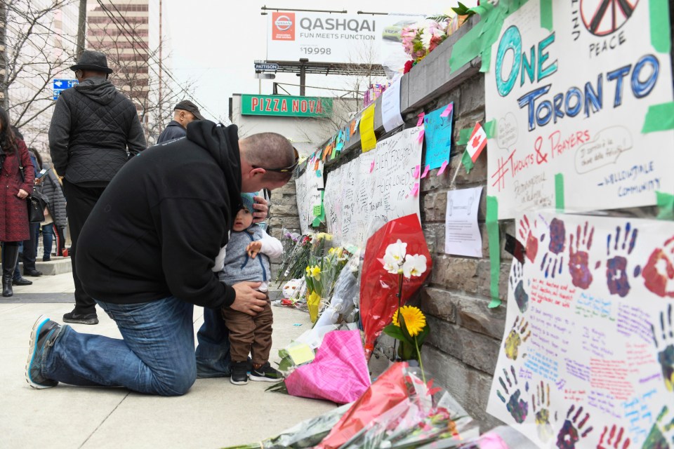 A makeshift memorial has been put up at the busy intersection 