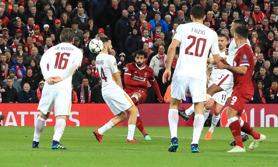  Mo Salah, who else, curled Liverpool into an early lead at Anfield