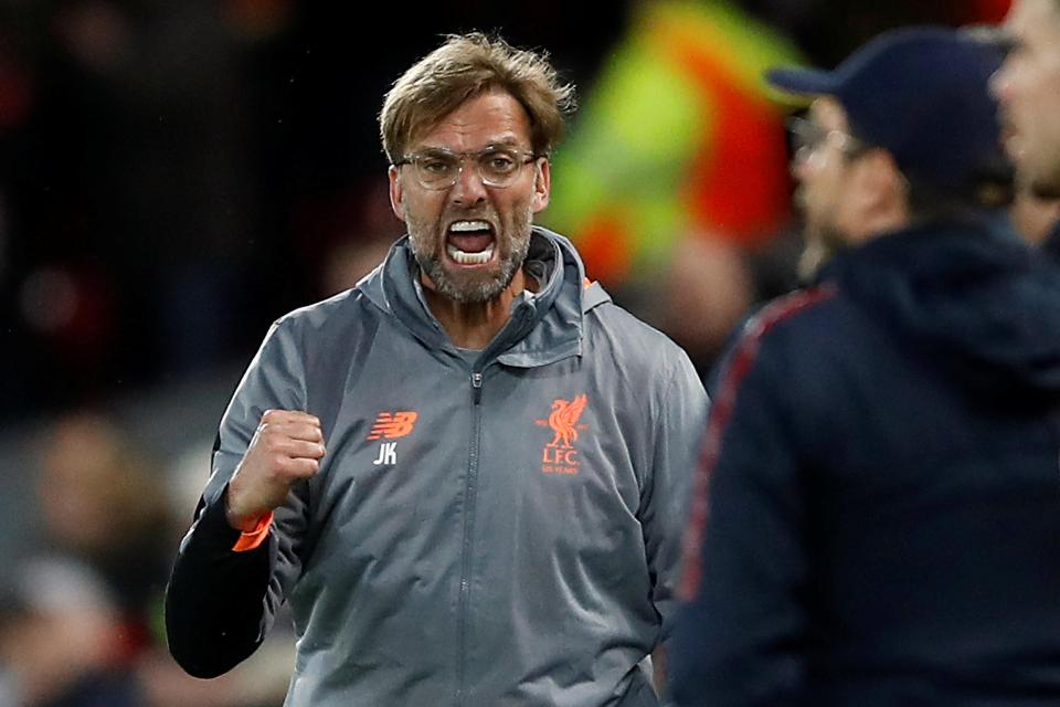  Jurgen Klopp punches the air as Liverpool took an astonishing five-goal lead