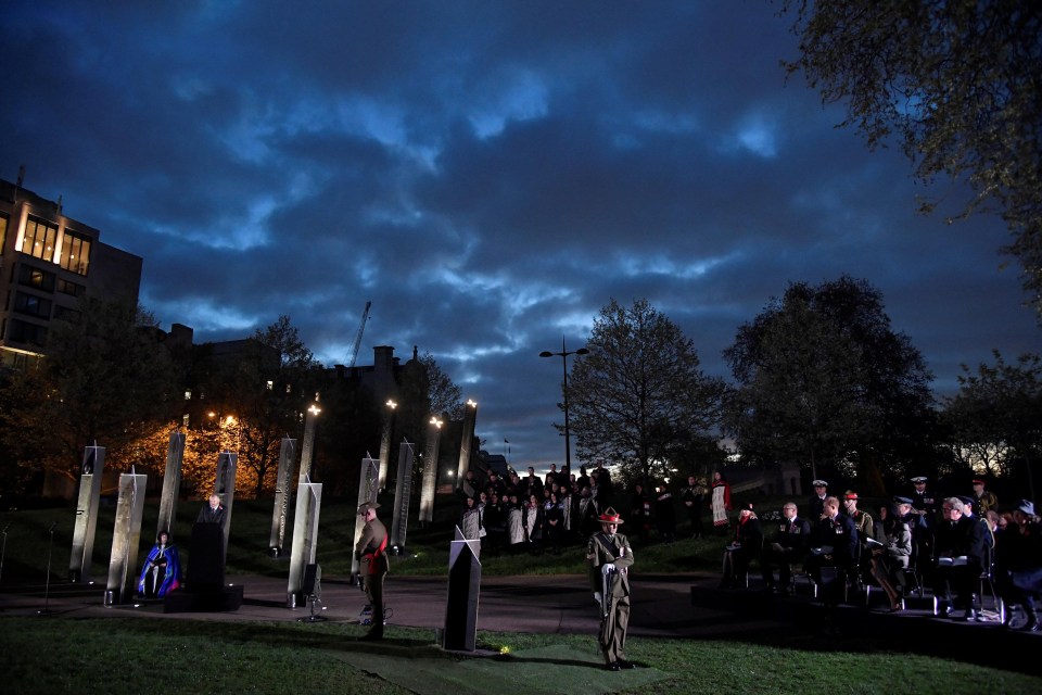 The service took place as dawn broke at Wellington Arch in Central London