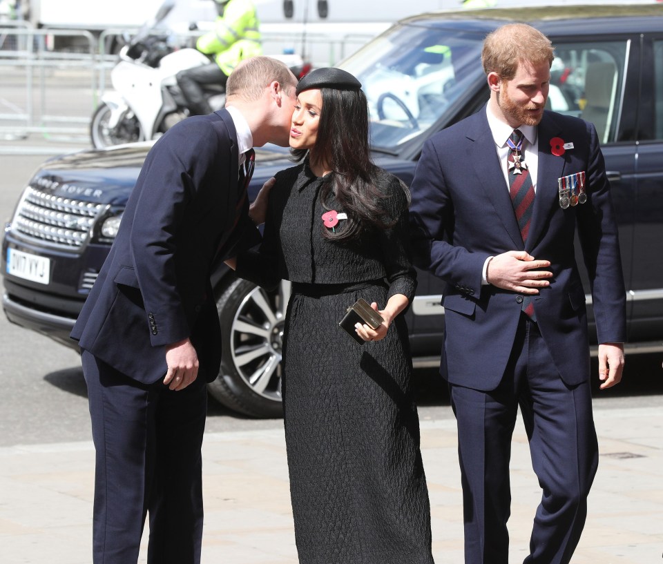 Meghan, Harry and William entered the service at Wesminster Abbey together