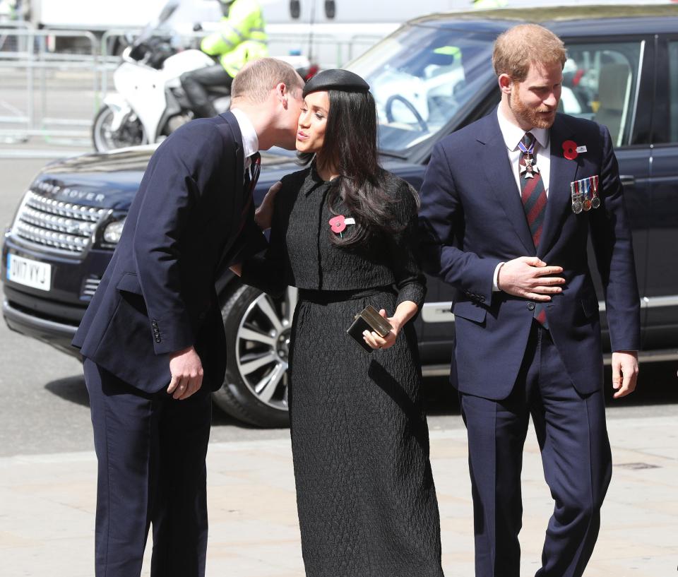  Meghan, Harry and William entered the service at Wesminster Abbey together