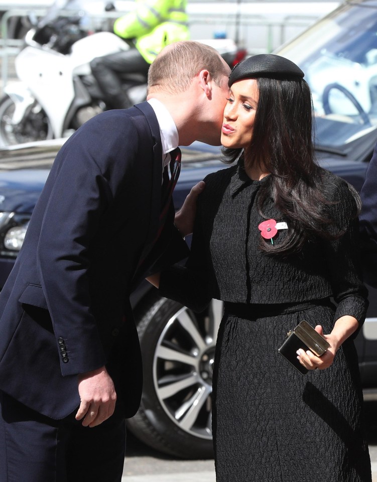 Prince William and Meghan Markle greet each other at Westminster Abbey