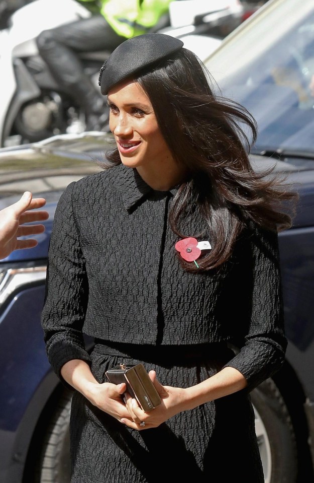 Meghan appeared in a demure two-piece outfit for the service at Westminster Abbey