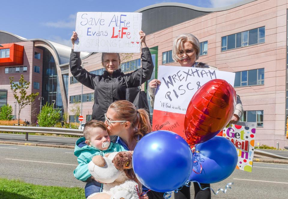  A group of Alfie Evans supporters from Poland arrive at Alder Hey to show their support for his release