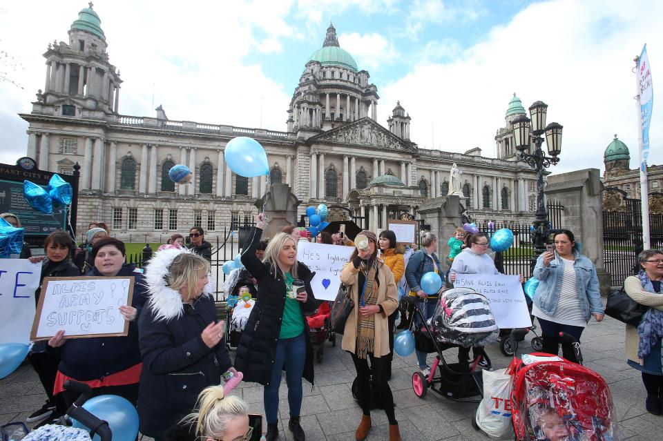  Supporters of Alfie Evans' family staged a demonstration outside Belfast City Hall