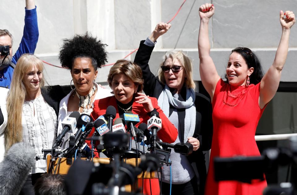  Celebrity attorney Gloria Allred stands with Cosby accusers shortly after the 80-year-old was convicted of three counts of sexual assault