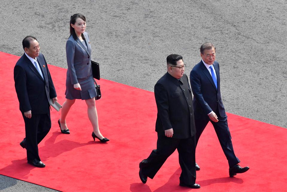  Kim was followed closely by his sister Kim Yo Jong at all times during the historic meeting