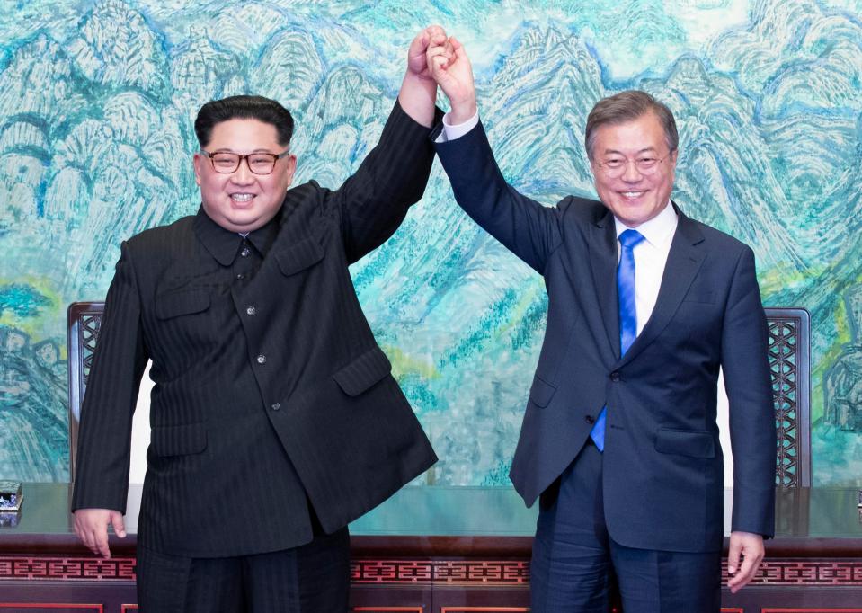  Kim Jong-un and Moon Jae-in have met three times last year and struck a set of deals aimed at easing animosities and boosting exchanges