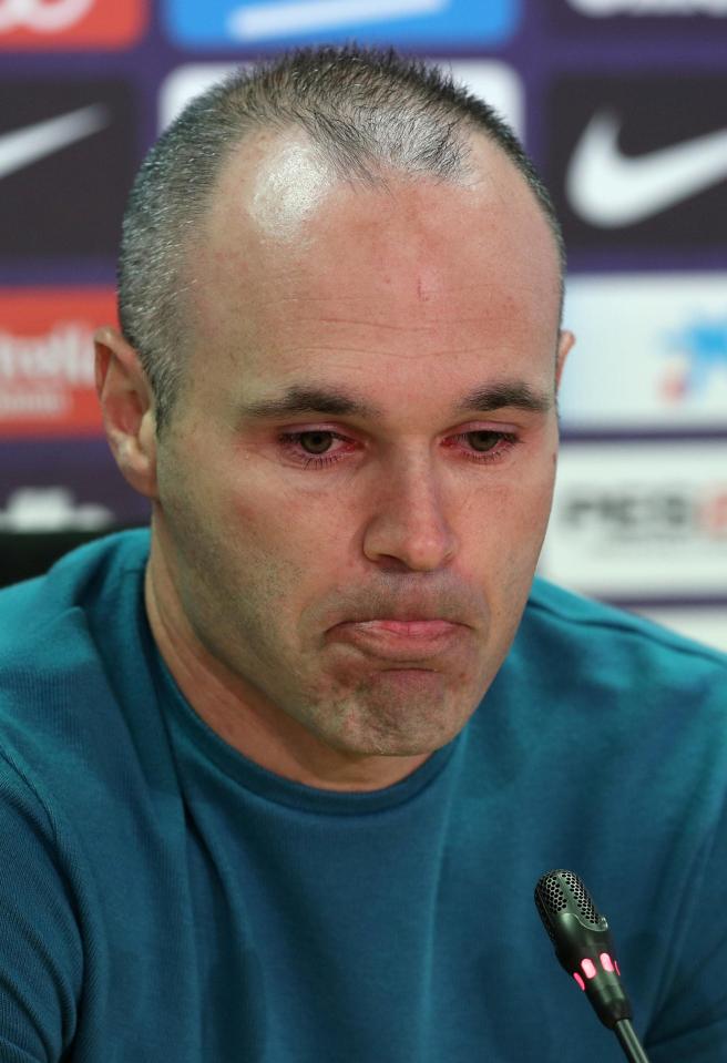  Andres Iniesta welled-up as he told the media of his decision to leave Barcelona