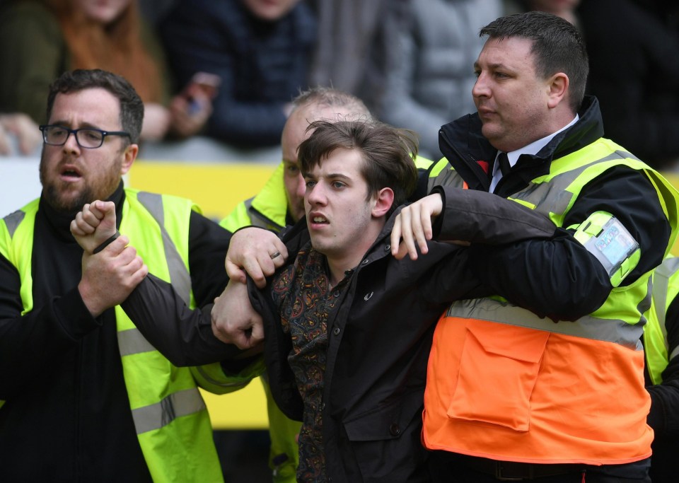 Tempers boiled over as one supporter was escorted out of the Pirelli Stadium