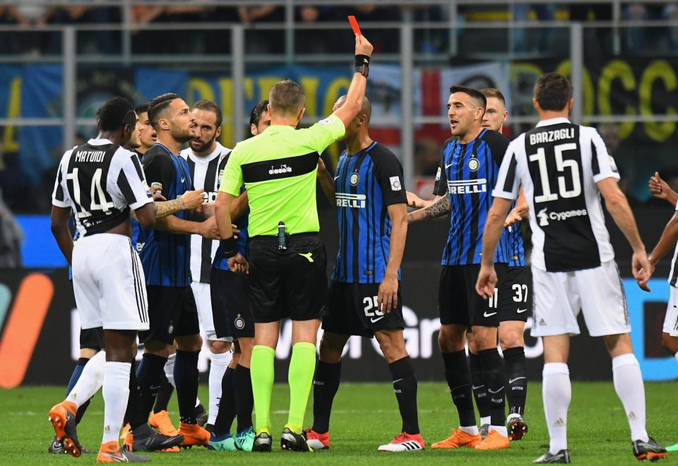  Inter Milan were forced to play 75 minutes with 10-men