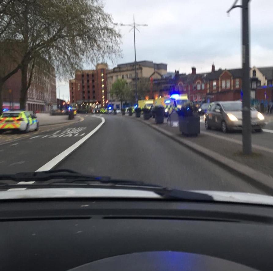  Emergency services are seen at the site of the incident in Newport today