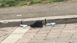  A shoe lies on the floor at the scene of the crash after four people were injured