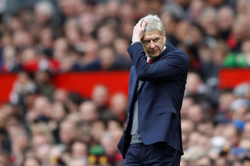  Wenger was cheekily mocked by some fans during the 2-1 defeat to United