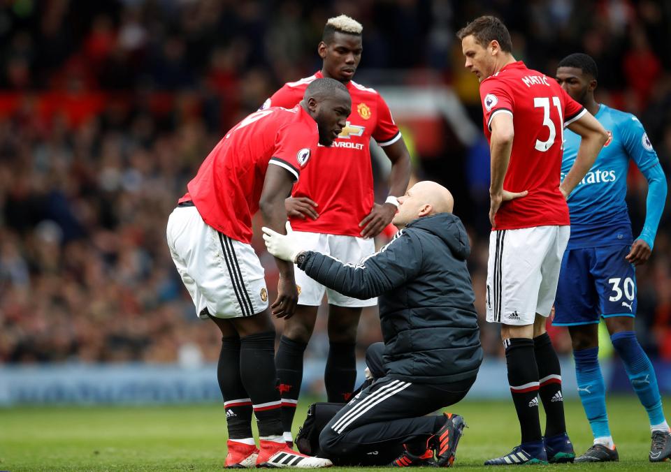  Romelu Lukaku struggled to his feet after looking as though he had picked up a serious ankle injury