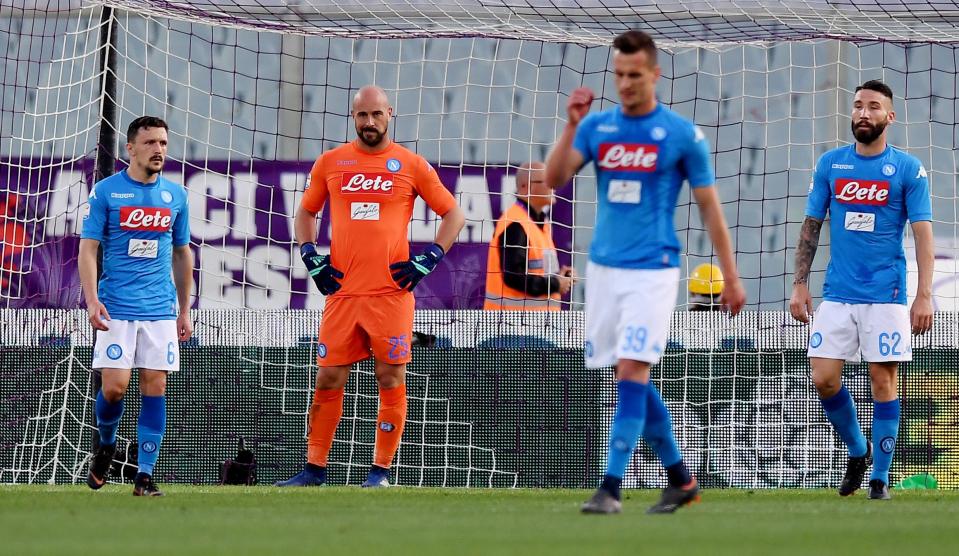  The Napoli defence and goalkeeper Pepe Reina was beaten twice