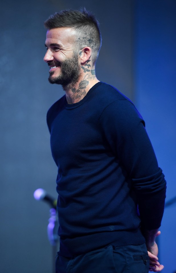 David Beckham showcased a brand new solar system tattoo on his head