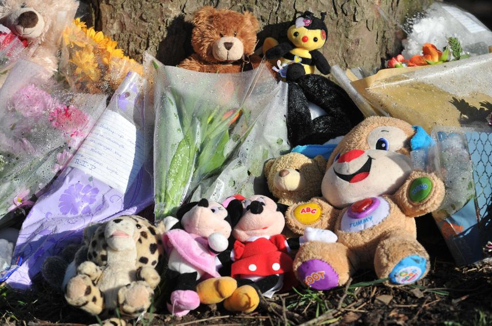  Cuddly toys and flowers have been laid near to the scene where the baby's body was discovered