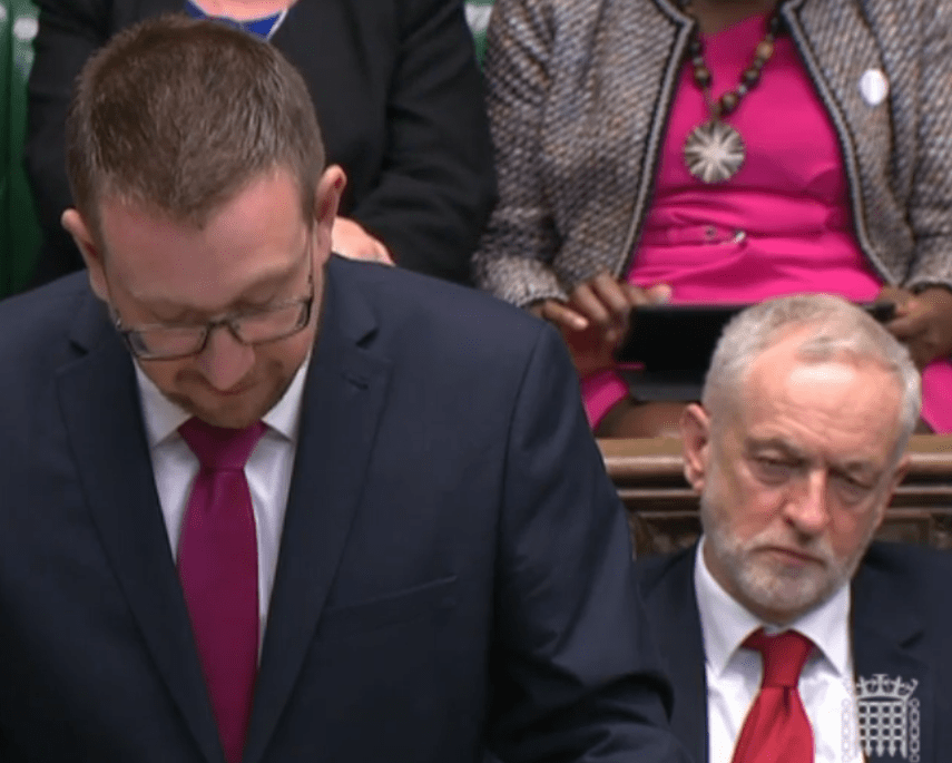  A glum looking Mr Corbyn watched on during the Commons debate