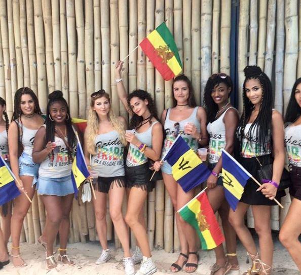  Sam (third from left) with her hens on holiday in Barbados in 2017