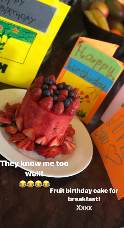  She showed off her water-based cake on Instagram, joking that her kids 'know me too well'