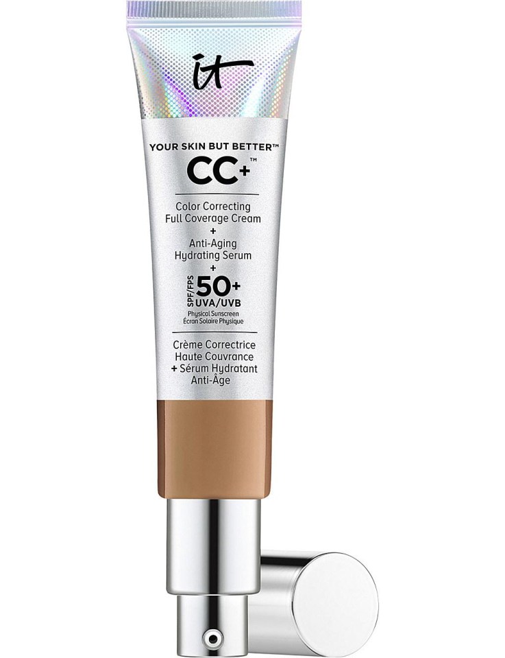 IT Cosmetics Your Skin But Better CC Cream acts as a full coverage foundation, hydrating serum and SPF50 in one hit.