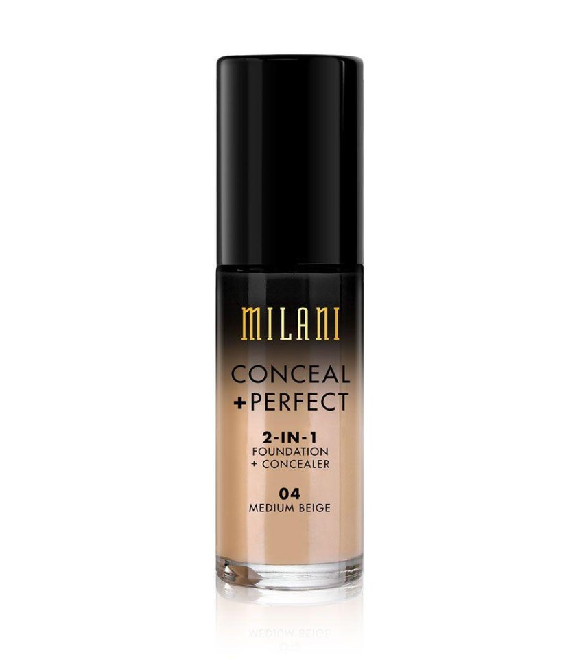 Milani Conceal + Perfect 2-in-1 Foundation & Concealer doubles up as cover-up and foundation. Simply build it up and blend in to areas that need fuller coverage.