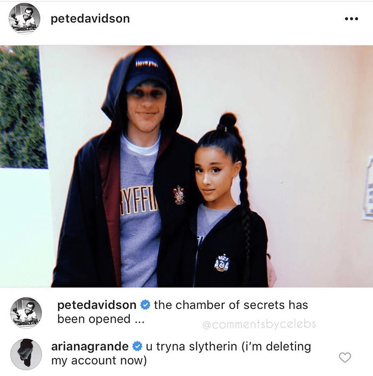  Ariana Grande showed her dirty sense of humour when she commented on new boyfriend Pete Davidson's post