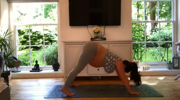  The reality TV star shared a short video of herself having a stretch in her living room