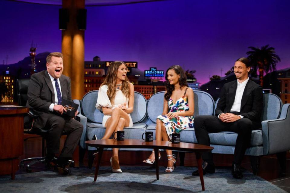  Corden invited Heidi Klum and Thandie Newton on to the show alongside Ibrahimovic