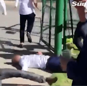  In one disturbing video at Goodwood, a man is punched to the ground and the kicked in the head as he lay prone